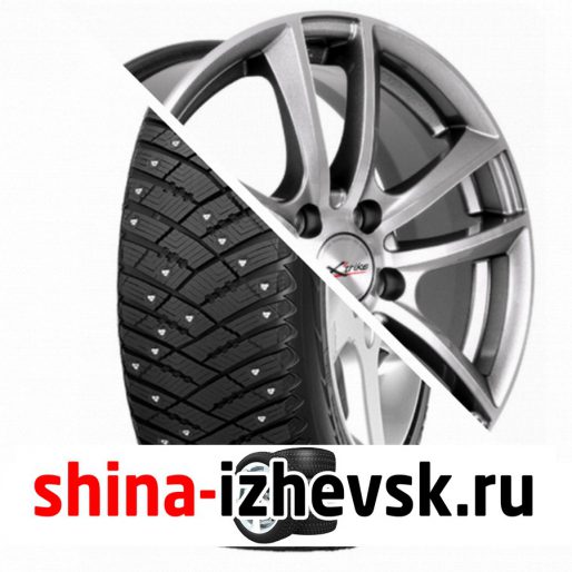 Колесо в сборе Goodyear Ultra Grip Ice Arctic 215/65 R16 T 98 + X-trike X116 6.5xR16 5×114.3 ET45 DIA60.1 Темно-серебристый с полированной лицевой частью в Ижевске